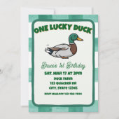 One Lucky Duck, Mallard Green 1st Birthday 招待状 (正面)