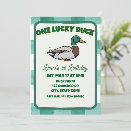One Lucky Duck, Mallard Green 1st Birthday 招待状 (スタンド正面)