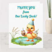 One Lucky Duck Photoガーリー子供の誕生日 カード (正面)