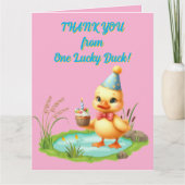 One Lucky Duck Photoガーリー子供の誕生日 カード (正面)
