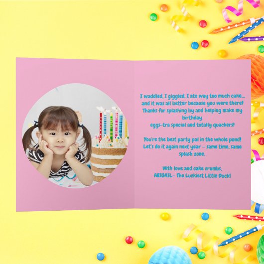 One Lucky Duck Photoガーリー子供の誕生日 カード