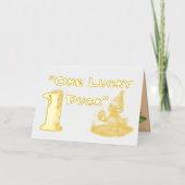 One Lucky Duck Photo ガーリー 1st Birthday 箔グリーティングカード (正面)