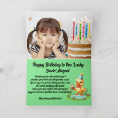One Lucky Duck Photo ガーリー 1st Birthday 箔グリーティングカード (内側レイダウン)