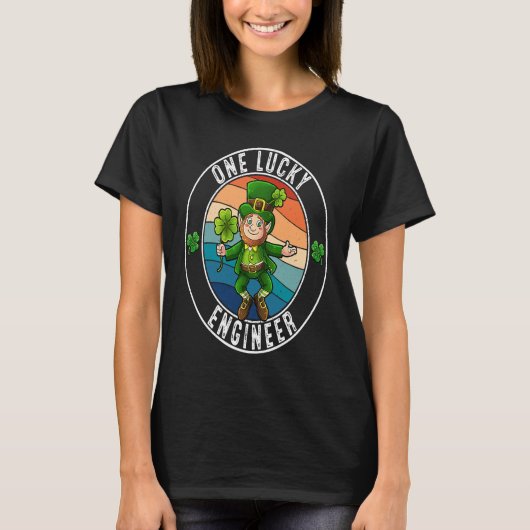 One Lucky Engineer Leprechaun IrishSt patricks Tシャツ (正面)