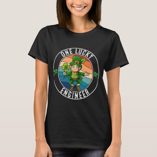 One Lucky Engineer Leprechaun IrishSt patricks Tシャツ (正面)