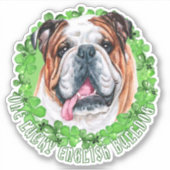 One Lucky English Bulldog St.おもしろい Patrick Dog シール (正面)