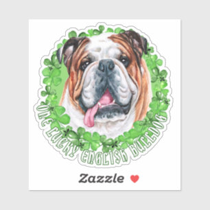 One Lucky English Bulldog St.おもしろい Patrick Dog シール