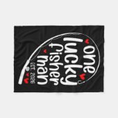 One Lucky Fisher Man 2026 Heart Valentine Matching フリースブランケット (正面(横))