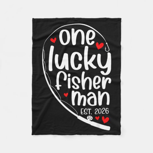 One Lucky Fisher Man 2026 Heart Valentine Matching フリースブランケット (正面)