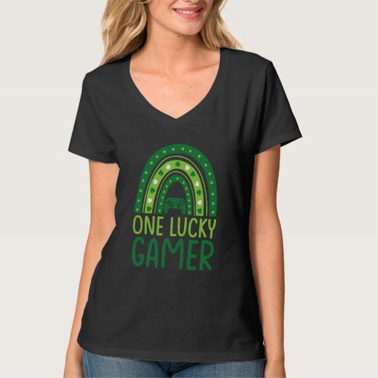 One Lucky Gamer Rainbow Shamrock St Patrick's Day  Tシャツ (正面)