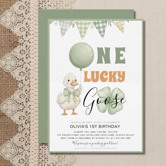 One Lucky Goose St. Patrick's Day First Birthday 招待状