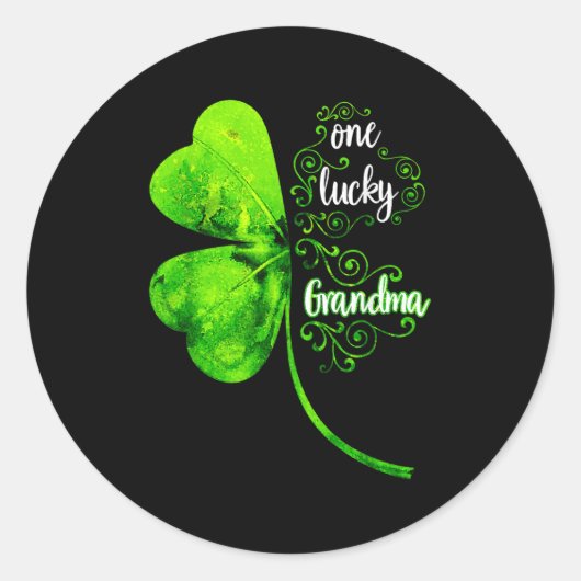 One Lucky Grandma Shamrock Grandma St Patricks Day ラウンドシール (正面)