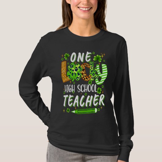 One Lucky High School Teacher Pencil Shamrock St P Tシャツ (正面)