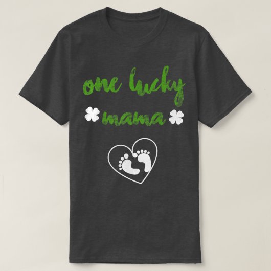One Lucky Mama Baby Designs For Pregnancy Gift Tシャツ (デザイン正面)