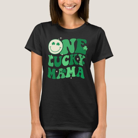 One Lucky Mama Groovy Happy St Patrick's Day Shamr Tシャツ (正面)