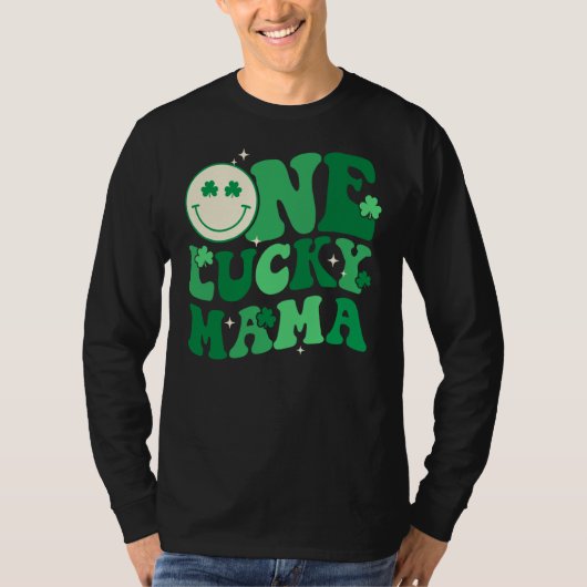 One Lucky Mama Groovy Happy St Patrick's Day Shamr Tシャツ (正面)