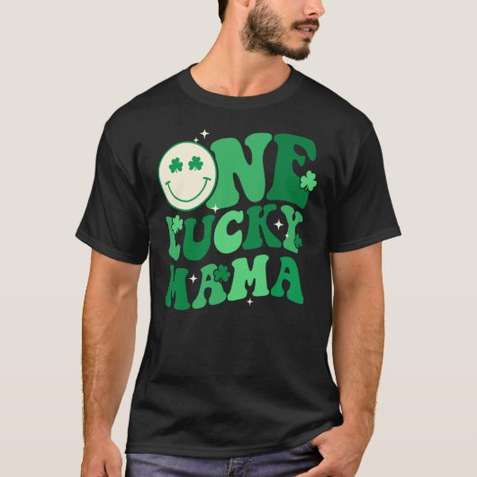 One Lucky Mama Groovy Happy St Patrick's Day Shamr Tシャツ (正面)