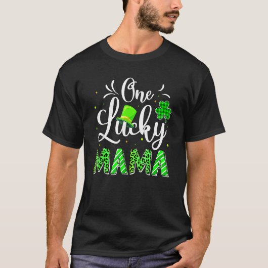 One Lucky Mama Irish Shamrock Leopard St Patrick's Tシャツ (正面)