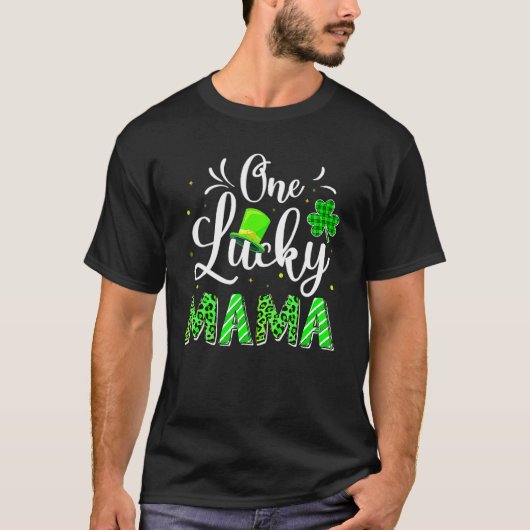 One Lucky Mama Irish Shamrock Leopard St Patrick's Tシャツ (正面)