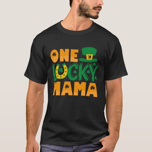One Lucky Mama Mother Mom Shamrock Tシャツ (正面)