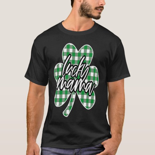 One Lucky Mama Shamrock Plaid Check St Patricks Da Tシャツ (正面)