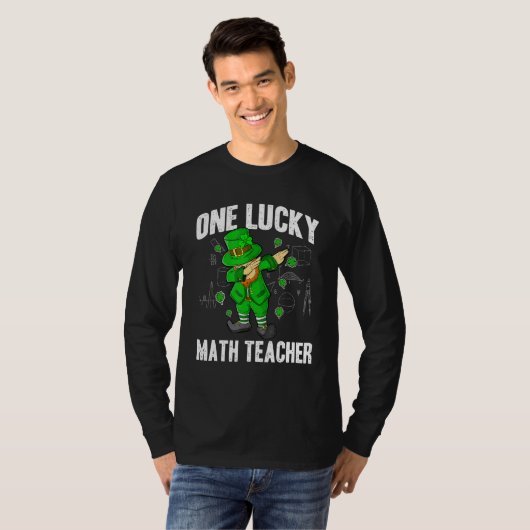 One Lucky Math Teacher St Patricks Day Dabbing Lep Tシャツ (正面フル)