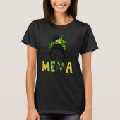One Lucky Mema Messy Bun Leopard St Patrick's Day Tシャツ (正面)