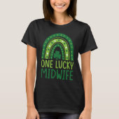 One Lucky Midwife Rainbow Shamrock St Patrick's Da Tシャツ (正面)