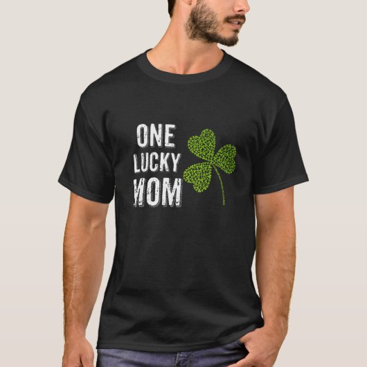 One Lucky Mom St. Patrick's Day Shamrock Pajama Di Tシャツ (正面)