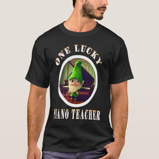 One Lucky Music Piano Teacher Gnome St Patrick's D Tシャツ (正面)