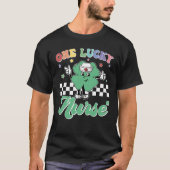 One Lucky Nurse ICU RN Retro Groovy Patrick's Day  Tシャツ (正面)