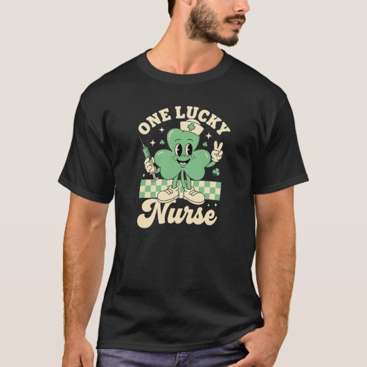 One Lucky Nurse Retro Shamrock Mascot Art Tシャツ (正面)