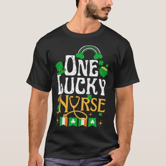 One Lucky Nurse St Patricks Day Funny Irish Shamro Tシャツ (正面)