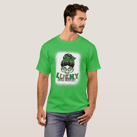 One Lucky Office Secretary Bleached St Patricks Da Tシャツ (正面フル)
