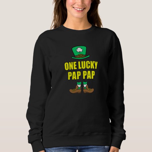 One Lucky Pap Pap Grandpa Leprechaun St Patricks D スウェットシャツ (正面)