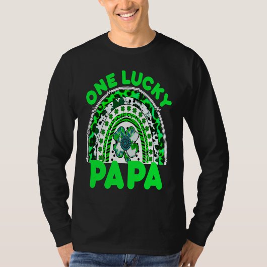 One Lucky Papa Good Luck Green Rainbow Shamrock Le Tシャツ (正面)