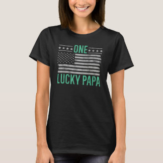 One Lucky Papa, Retro US Flag Funny Father's Day D Tシャツ