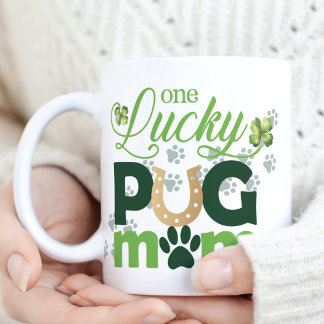 One Lucky Pug Mom St. Patrick's Day写真 コーヒーマグカップ