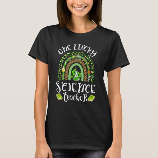 One Lucky Science Teacher Leopard Rainbow St Patri Tシャツ (正面)