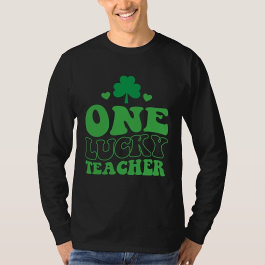 One Lucky Teacher Groovy Retro St Patrick's Day Sh Tシャツ (正面)