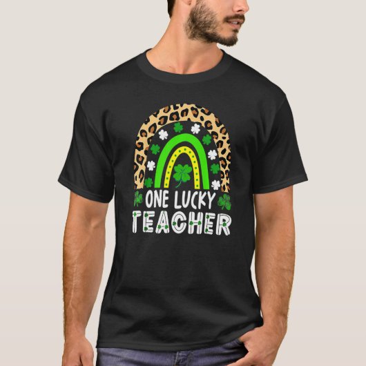 One Lucky Teacher Leoaprd Rainbow St Patricku2019s Tシャツ (正面)