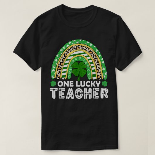 One Lucky Teacher Rainbow Leopard St Patricku2019s Tシャツ (デザイン正面)