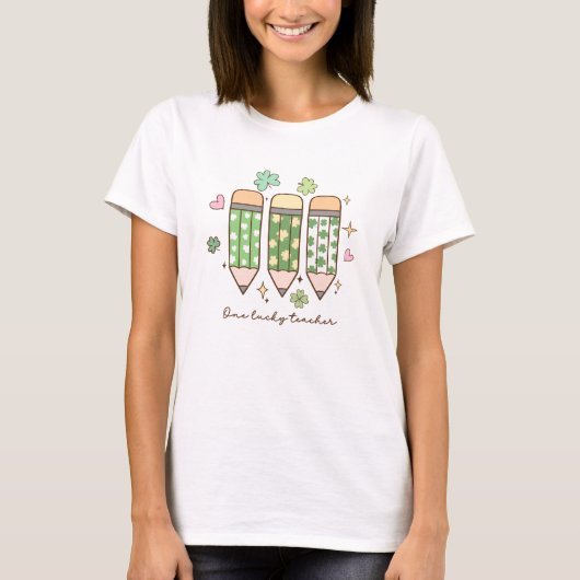 One Lucky Teacher Retro St. Patrick’s Day Tシャツ (正面)