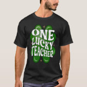 One Lucky Teacher Retro St Patrick's Day Four Leaf Tシャツ (正面)