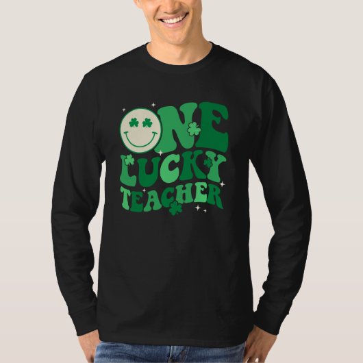 One Lucky Teacher Shamrock Groovy St Patrick's Day Tシャツ (正面)