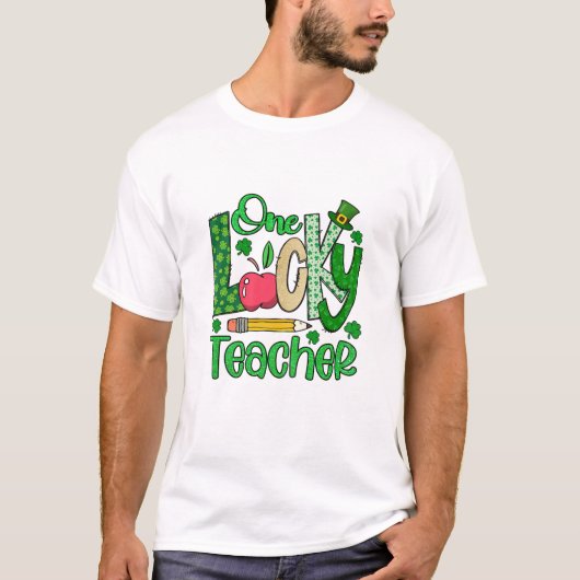 One Lucky Teacher Shamrock Tシャツ (正面)