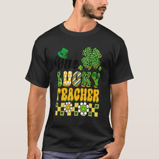 One Lucky Teacher St Patricks Day Teacher Groovy V Tシャツ (正面)
