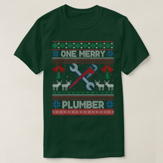 One Merry Plumber Plumbing Ugly Christmas Sweater  Tシャツ (デザイン正面)