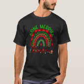 One Merry Teacher  Teacher Leopard Rainbow Christm Tシャツ (正面)