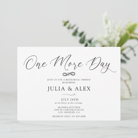One More Day Elegant Calligraphy Rehearsal Dinner 招待状 (スタンド正面)